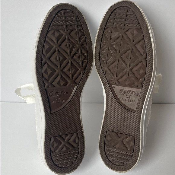 Converse‎ Women's Bridal Wedding Cream Lace Ribbon White Sneakers 8.5 - Picture 8 of 14